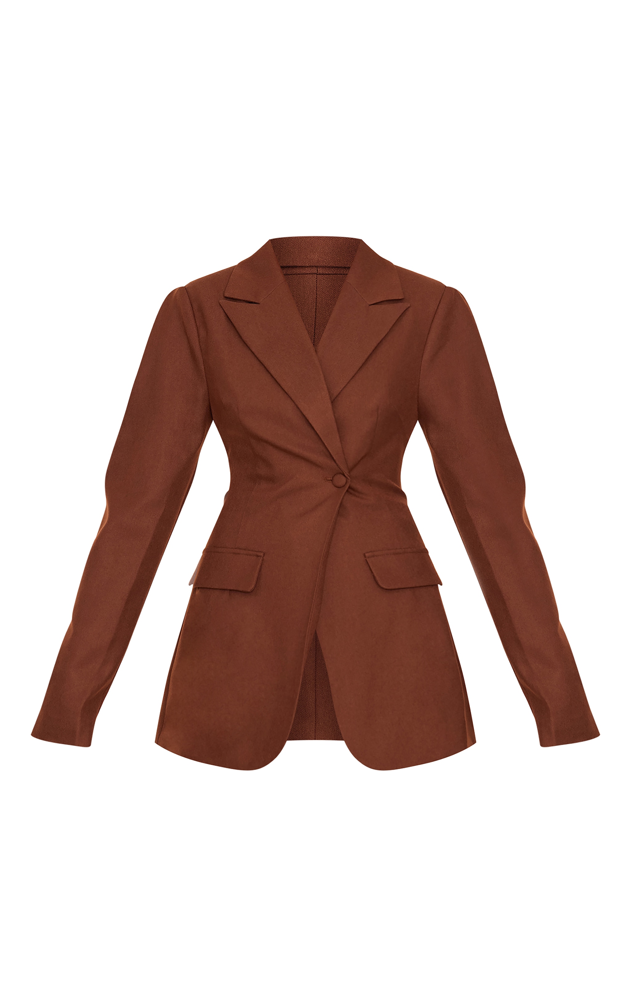Chocolate Drop Shoulder Cinch Waist Extreme Oversized Blazer image 5