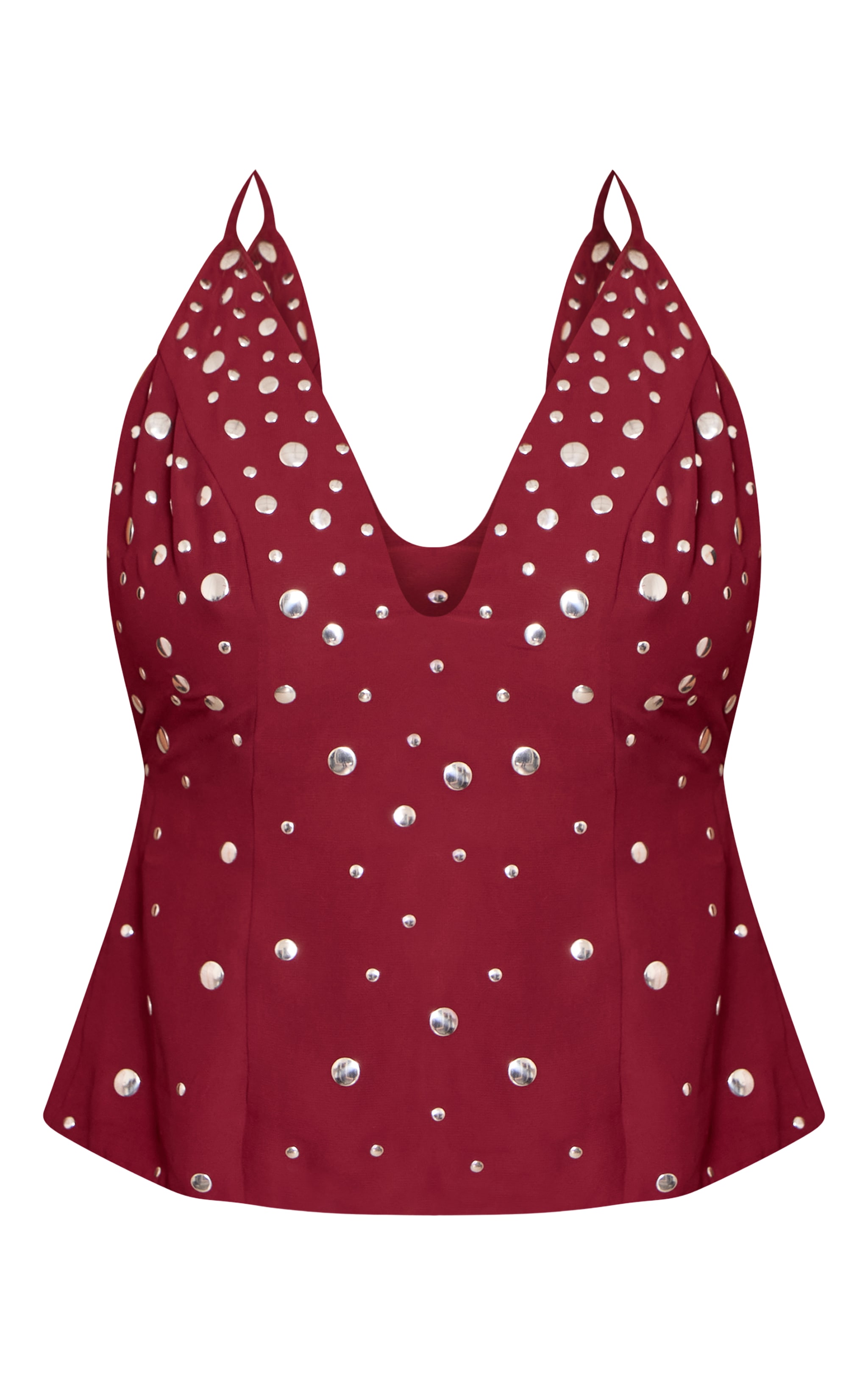 Wine Chiffon Studded Halterneck Top image 5