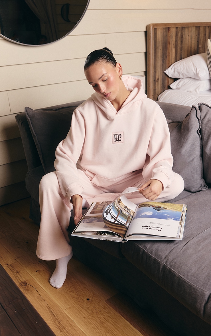 Pink PLT Badge Cotton Fleece Pullover Hoodie image 4