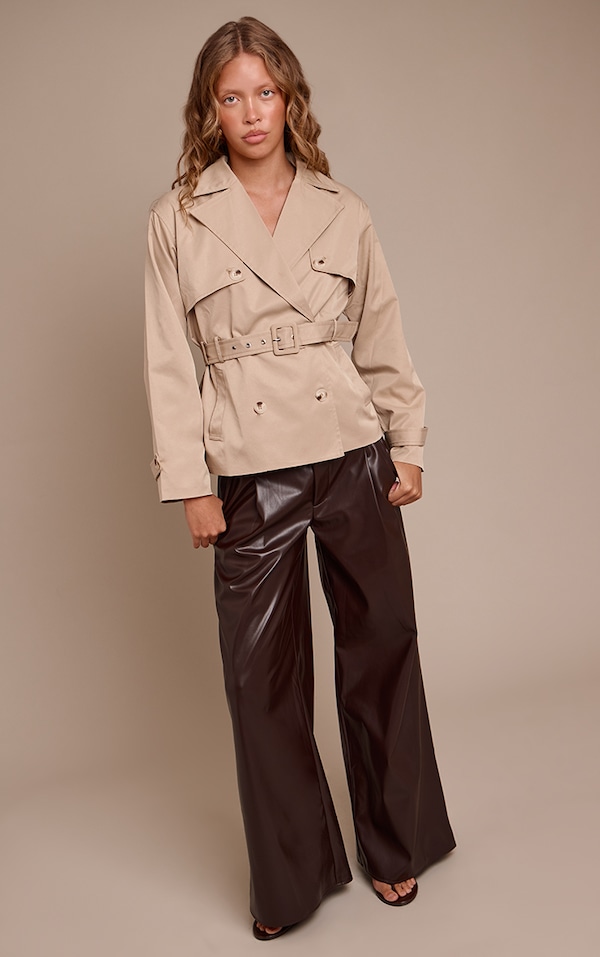 Chocolate Pleated Faux Leather Pants