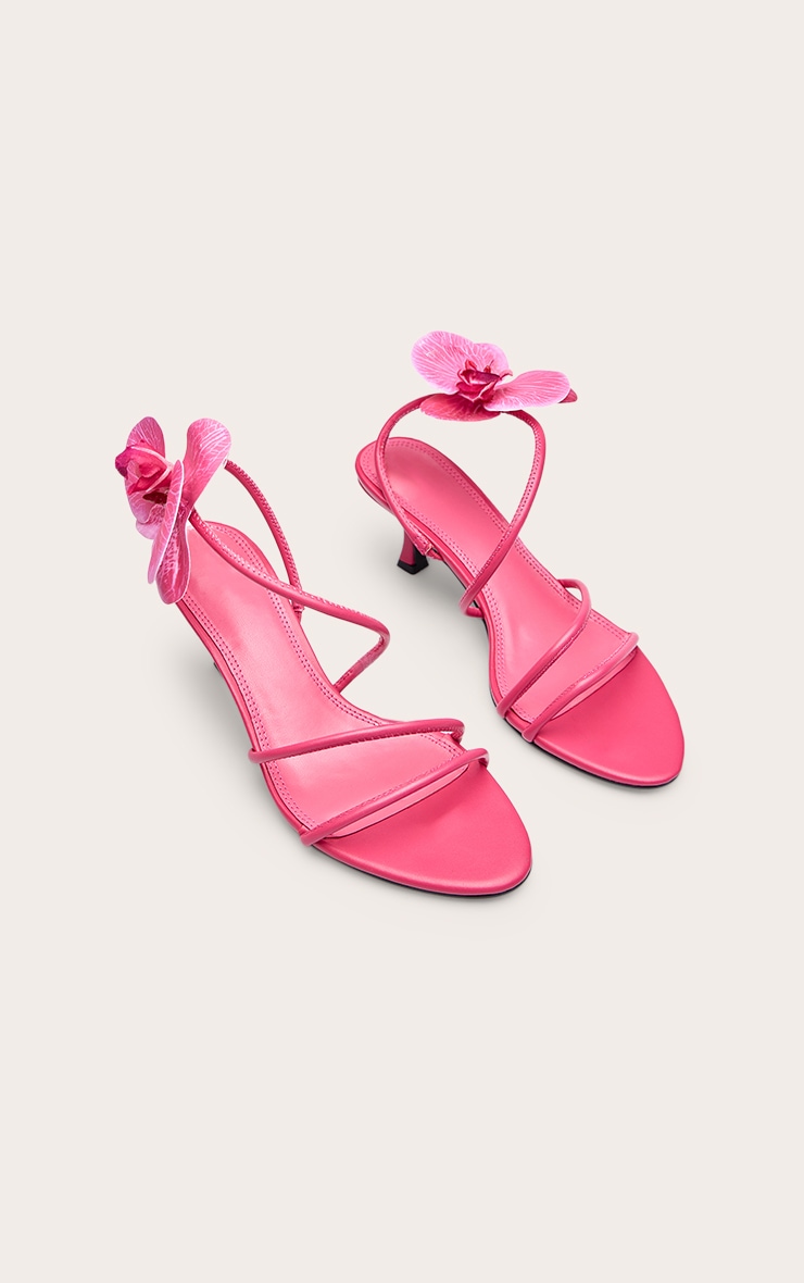 Pink Hibiscus Flower Kitten Heel Slingback image 3