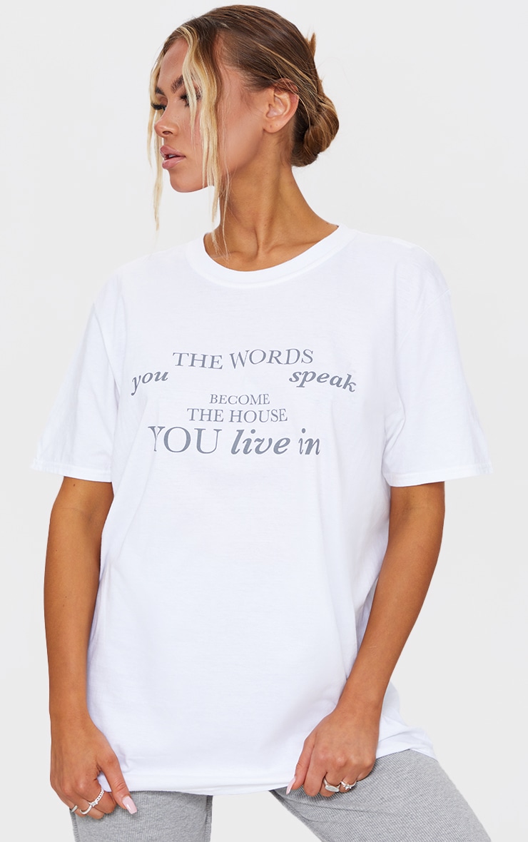 White Words You Speak Printed T Shirt