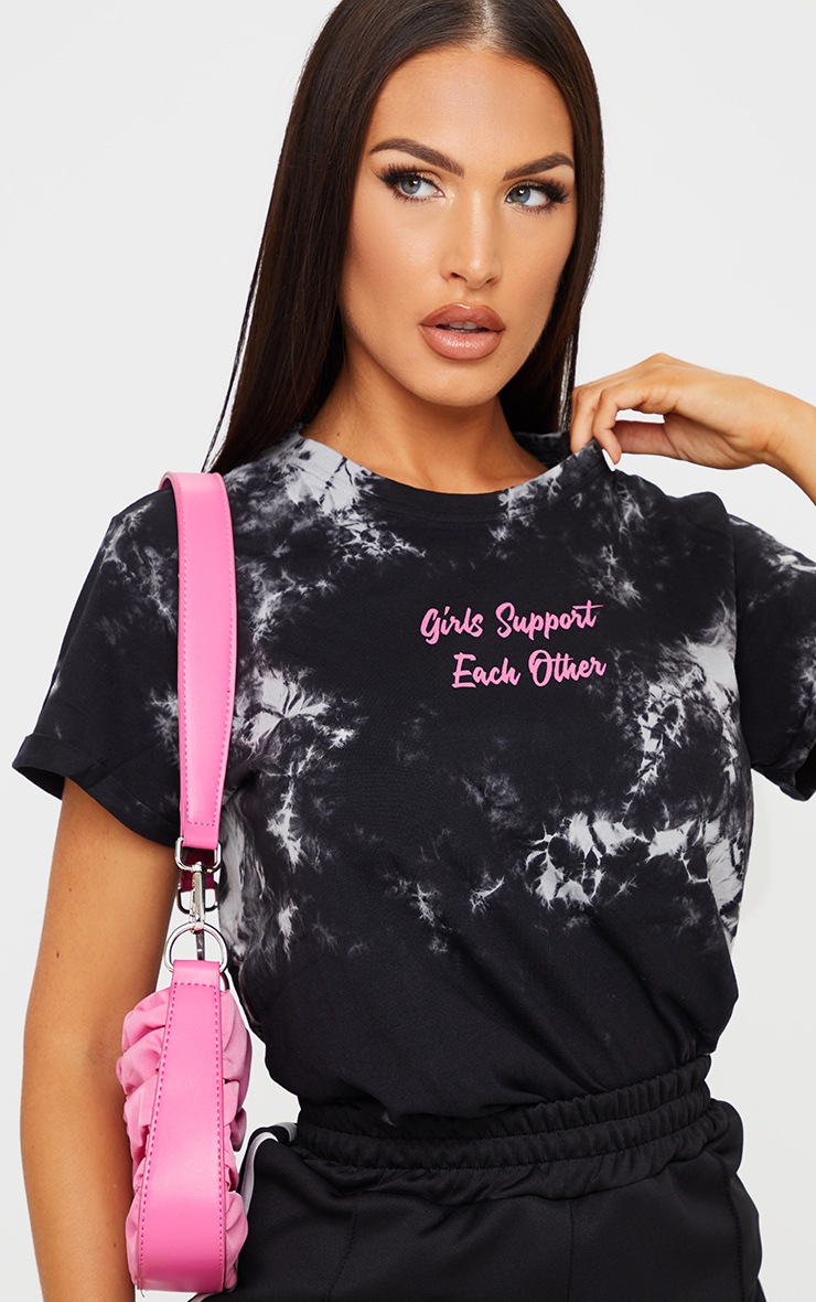 Black Tie Dye Printed Organic Cotton T Shirt