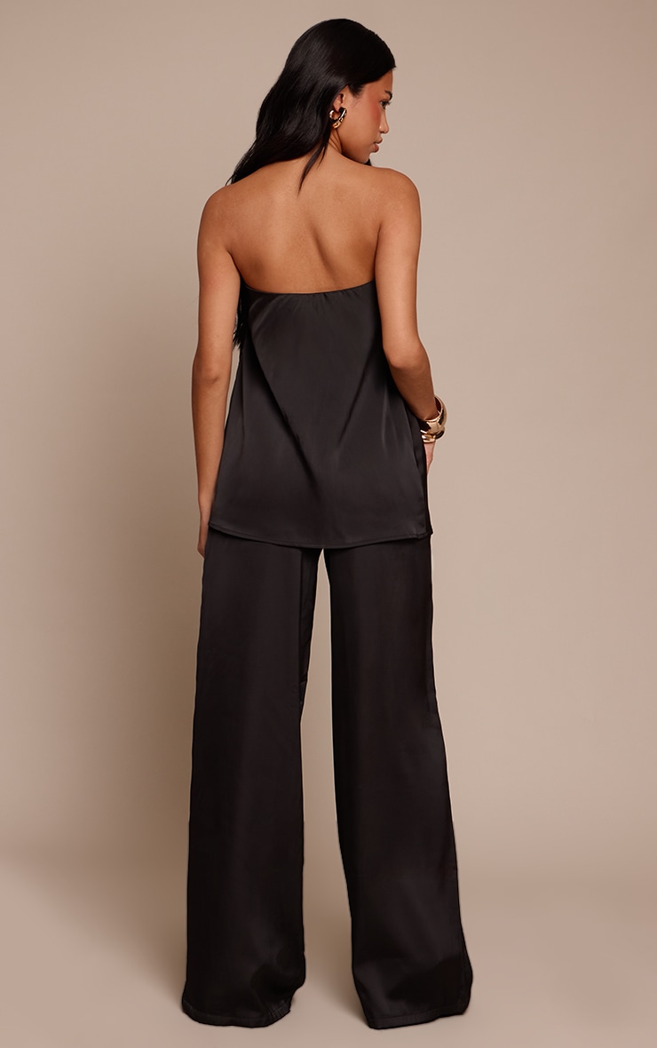 Pantalon large satiné noir image 3