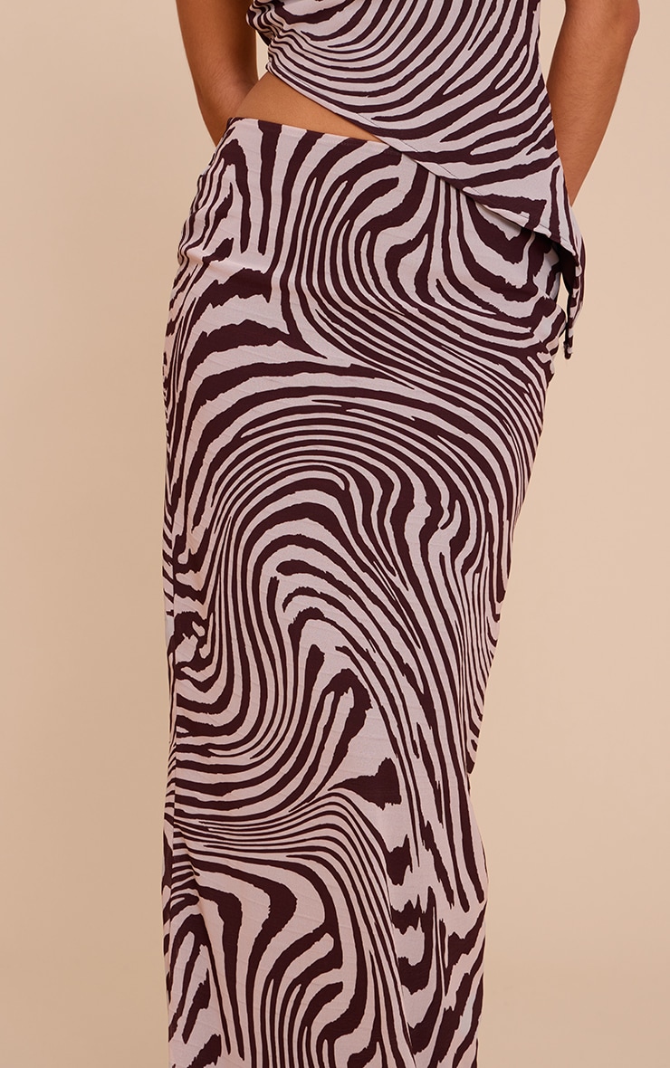 Brown Zebra Print Chiffon Maxi Skirts image 4