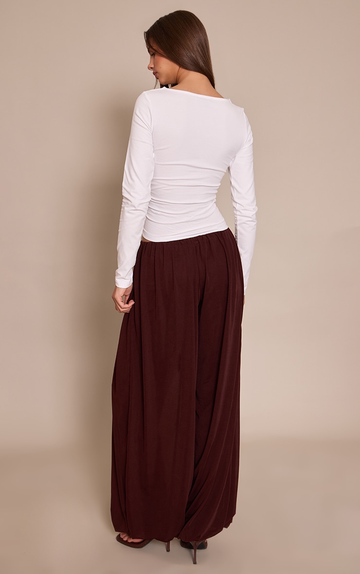 Chocolate Lightweight Chiffon Balloon Pants image 3