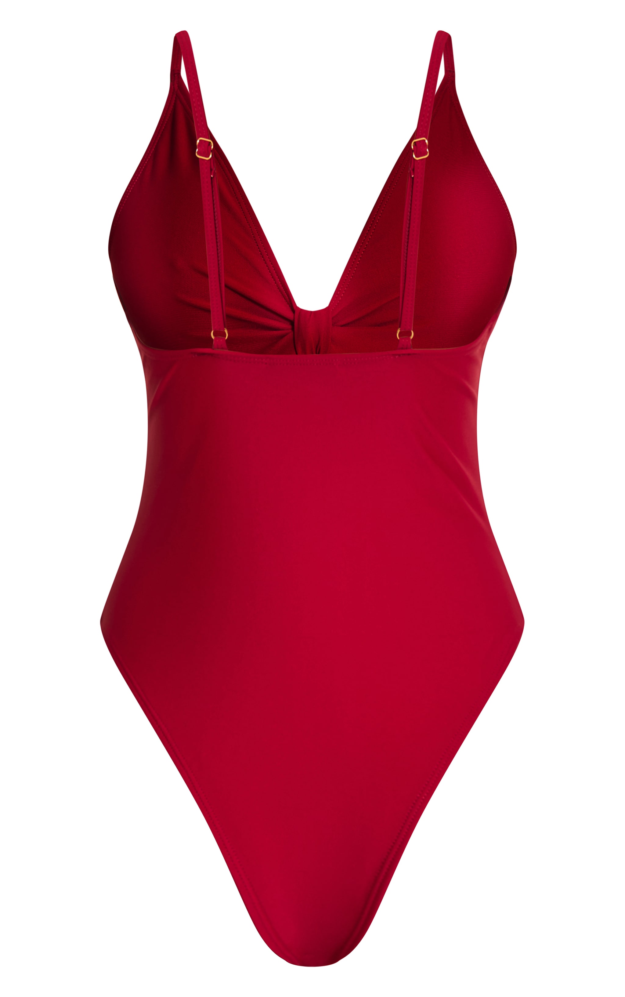 Burgundy Knot Front Cut Out Swimsuit image 2