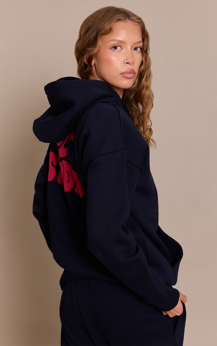 Dark Navy PLT Studio Print Oversized Hoodie image 2