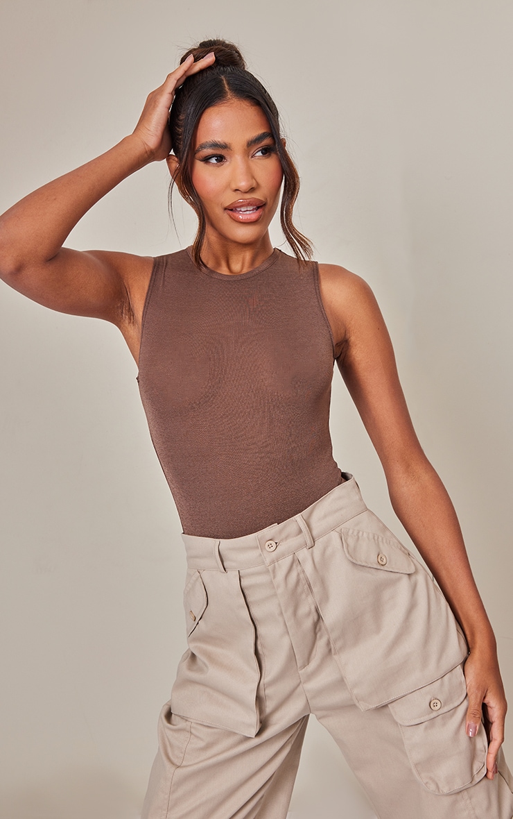 Espresso Burnout Mesh Racer Bodysuit