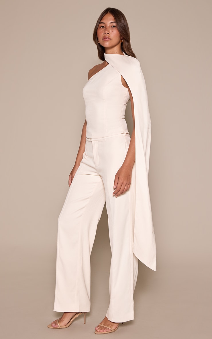 Cream Tailored Woven Shoulder Cape Top image 3