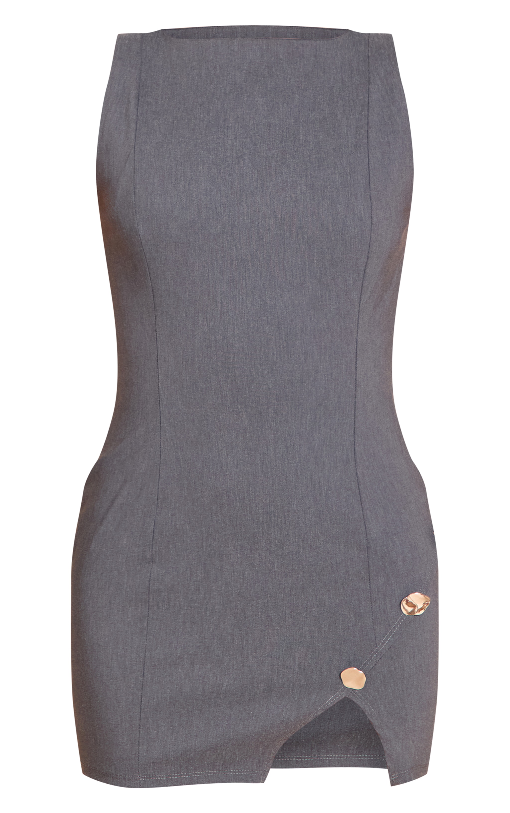 Robe moulante tissée stretch gris anthracite à empiècements image 5