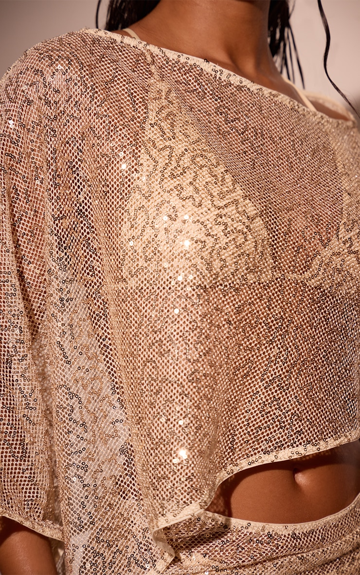 Gold Sequin Shawl Beach Top image 4