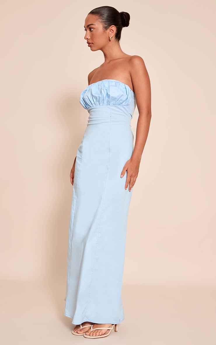 Blue Bandeau Ruched Bust Maxi Dress image 3