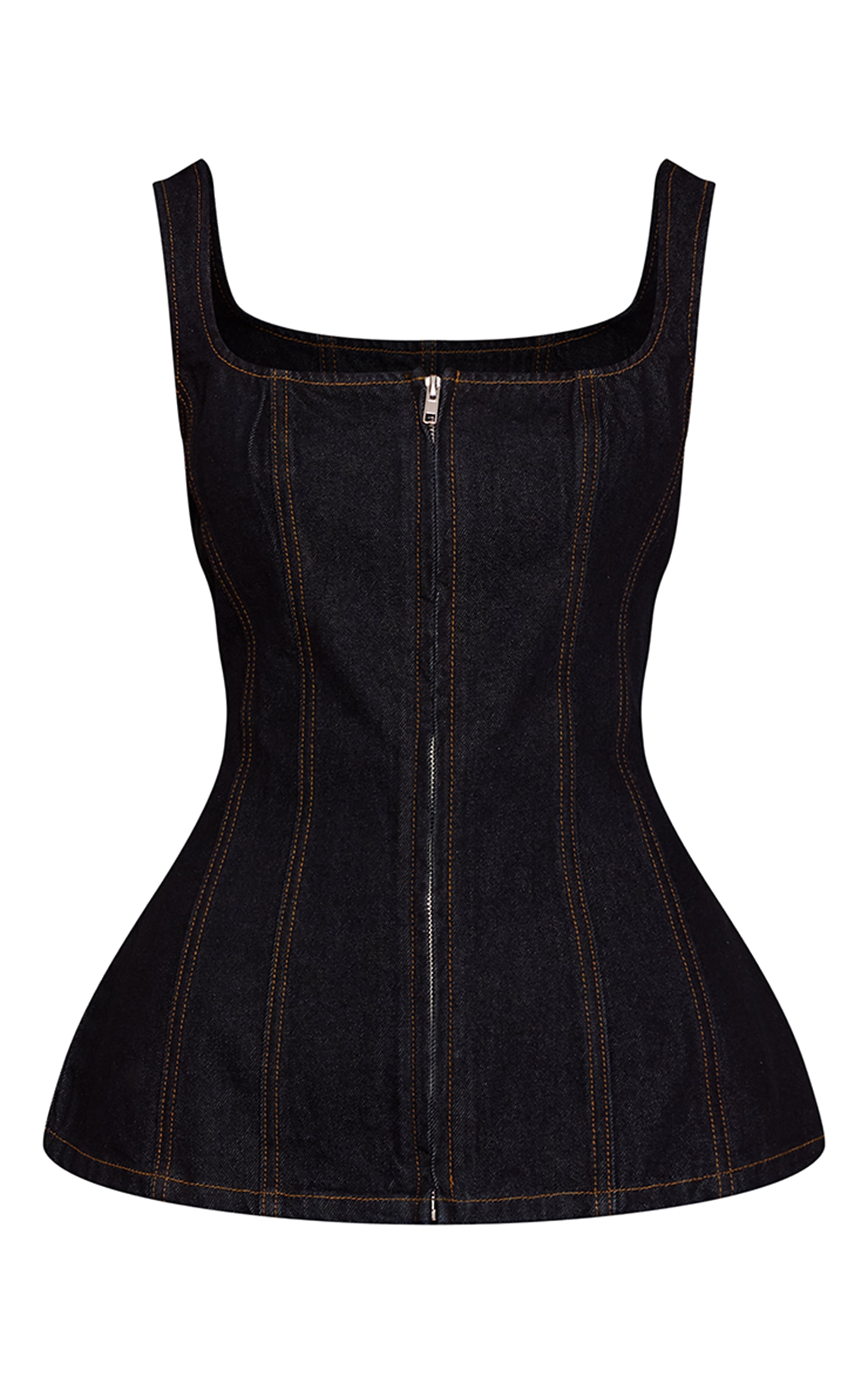 Indigo Seam Detail Zip Through Denim Corset image 5