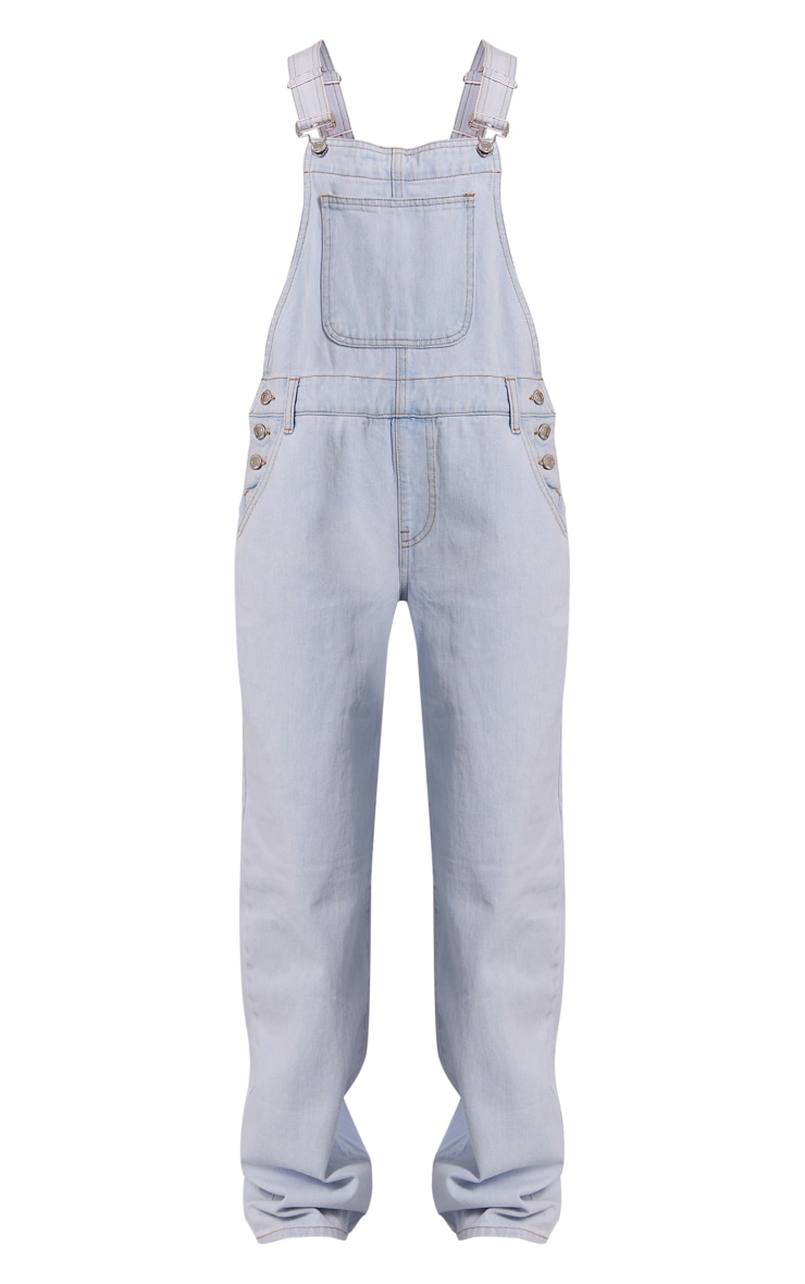 Bleach Wash Denim Dungarees image 5