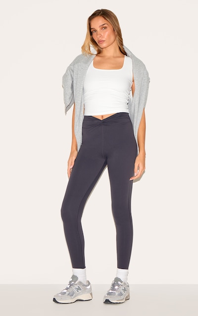 Charcoal Sculpt Twist Front Gym Leggings