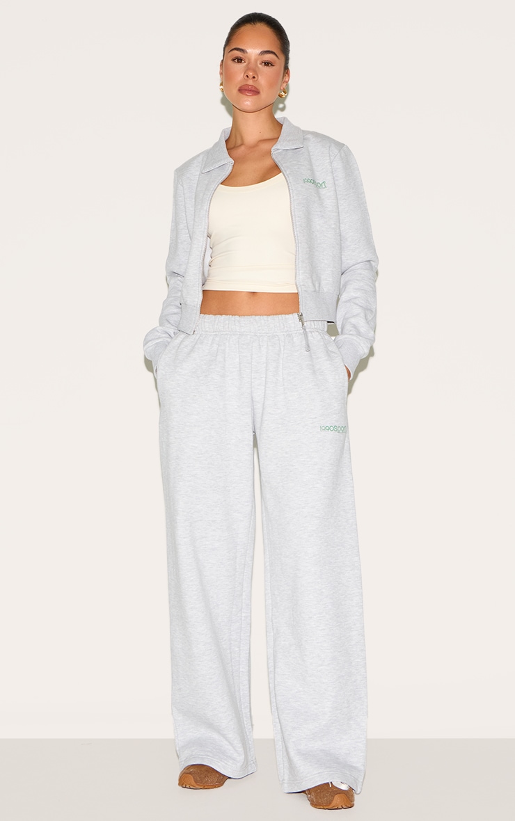 Ash Grey Fitted Zip Through Collar Sweatshirt image 3