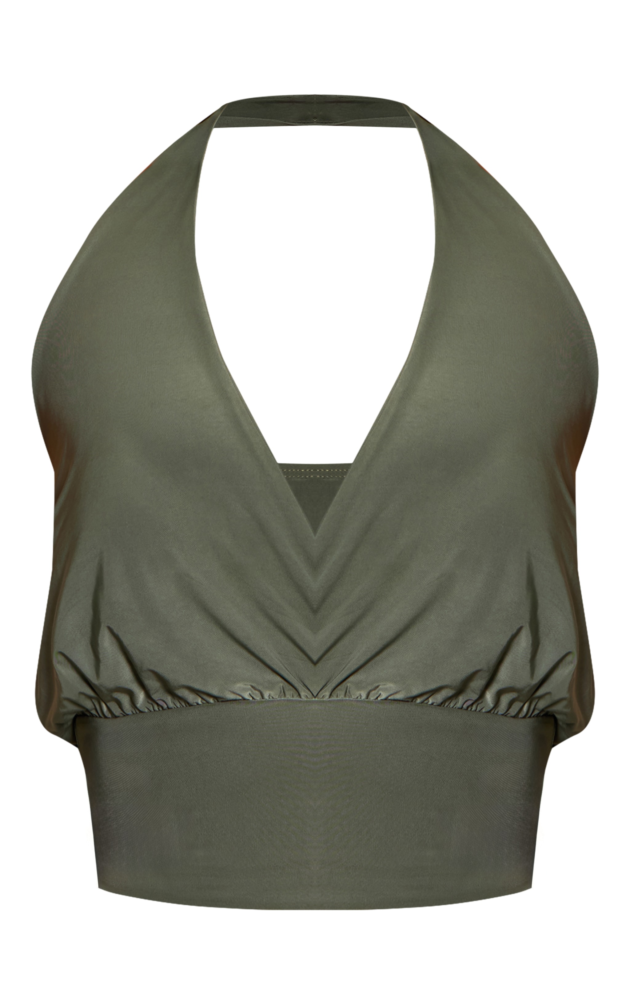 Khaki Slinky Plunge Halterneck Top image 5