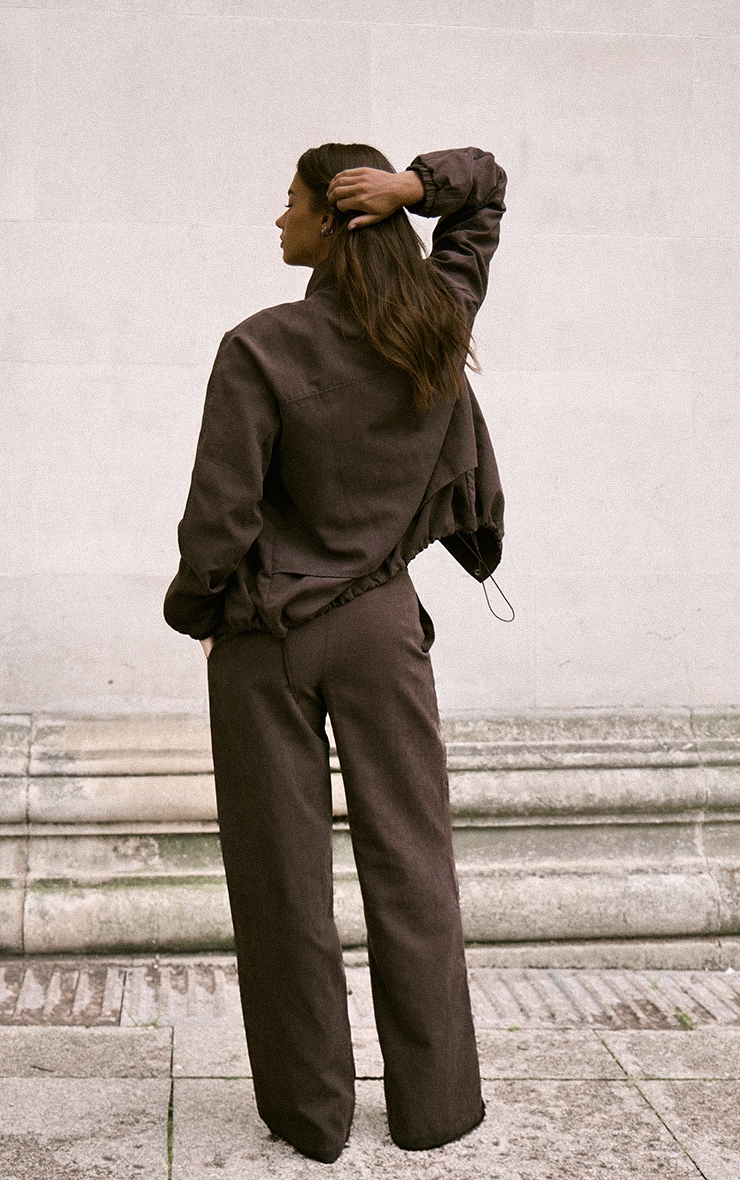 Pantalon droit en peau de pêche marron image 3