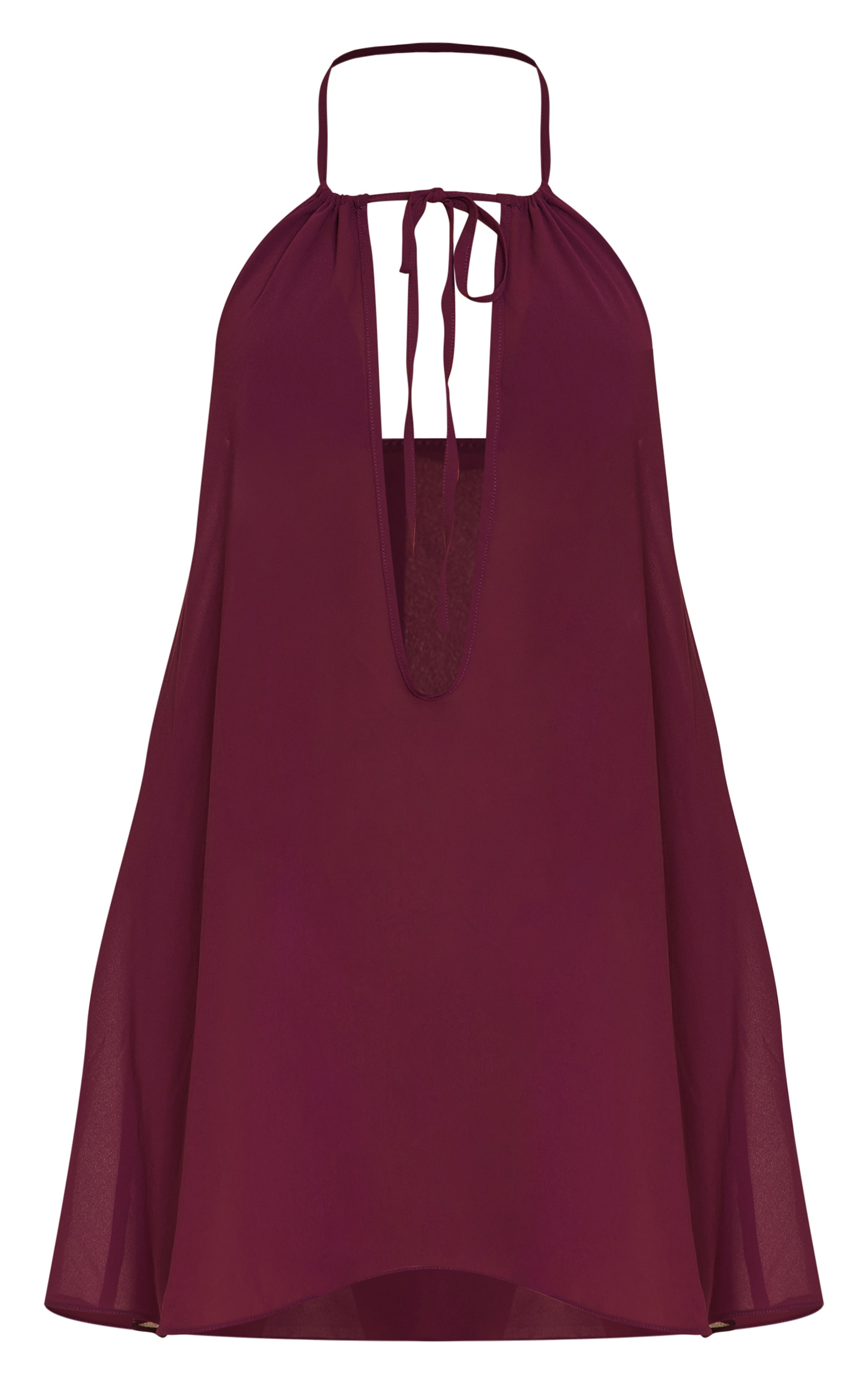 Purple Chiffon Plunge Halter Beach Dress image 5