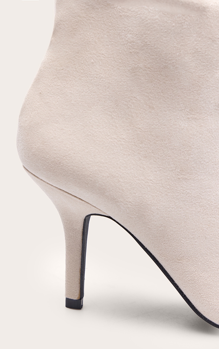 Stone Suede Heeled Knee High Boot image 5