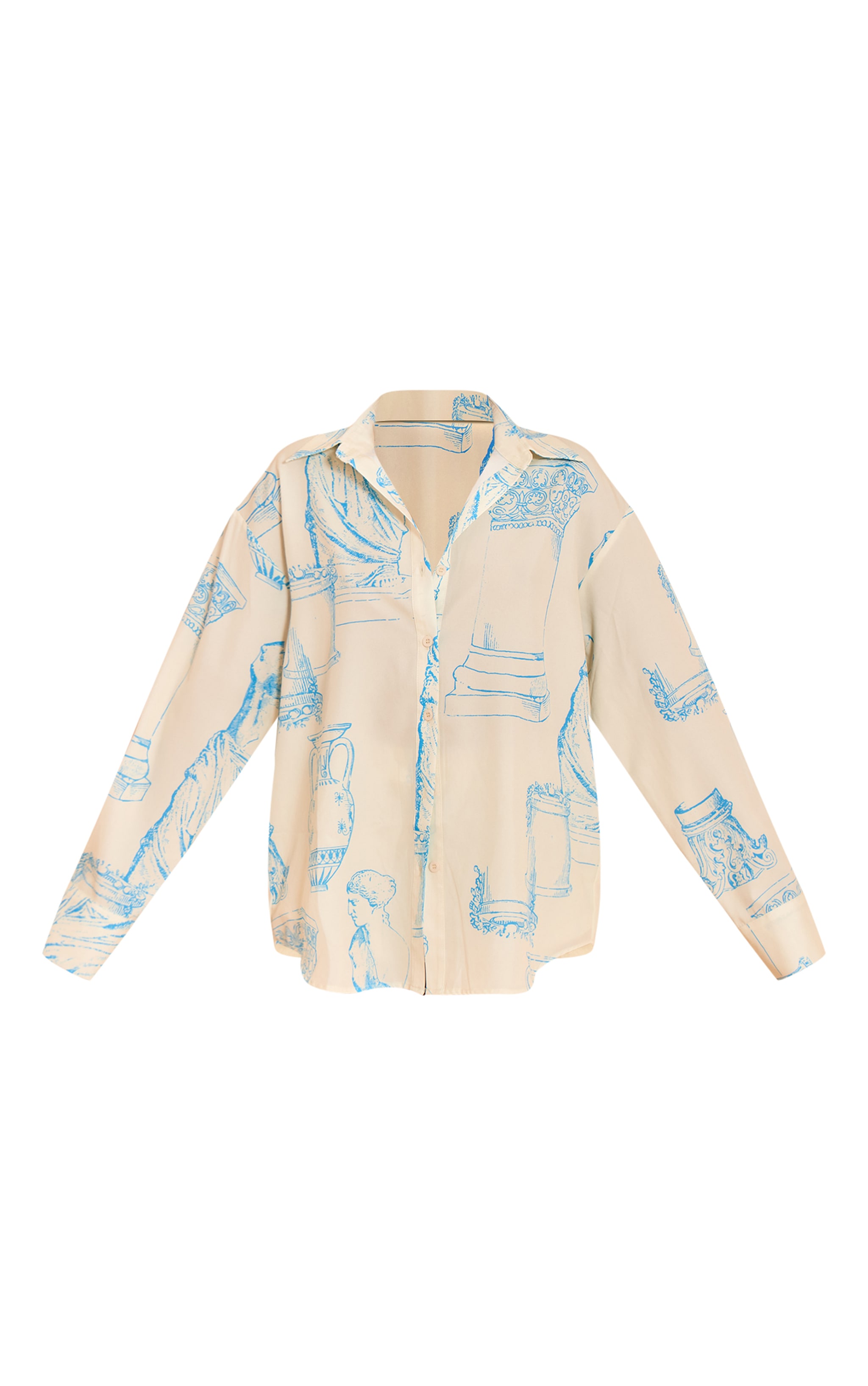  Butter Cream Abstract Print Woven Oversized Shirt image 5