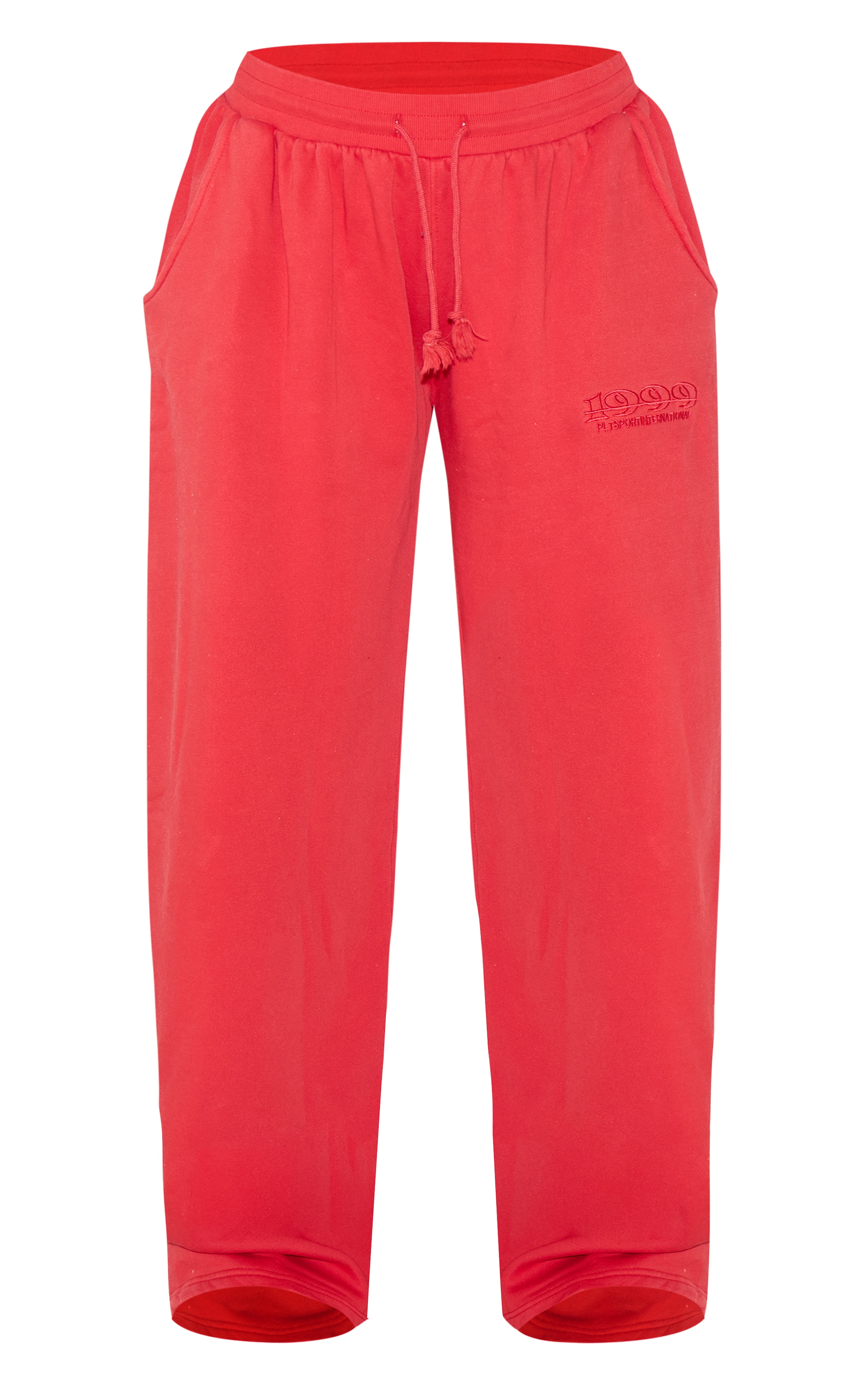 Plus Red Prettylittlething Embroidered Straight Leg Sweatpants image 5