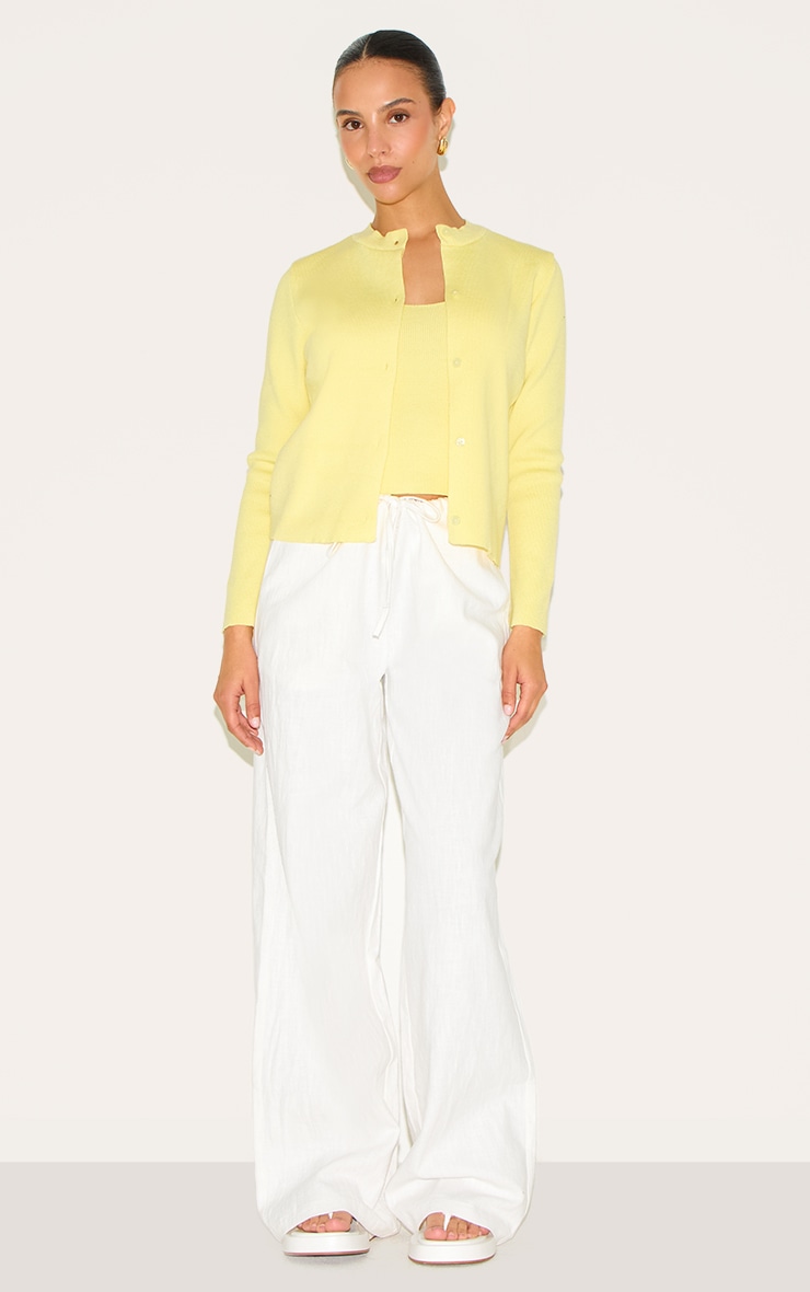 Petite Lemon Knitted Button Up Cardigan image 3