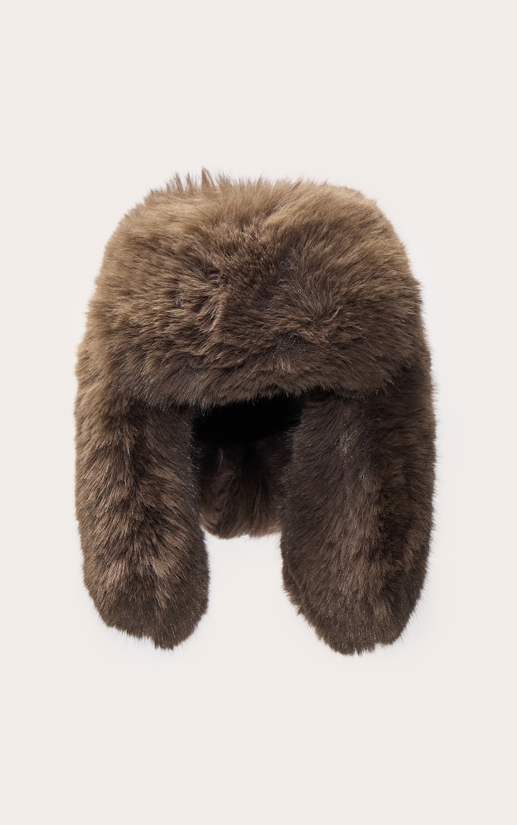 Mocha Faux Fur Trapper Hat image 2