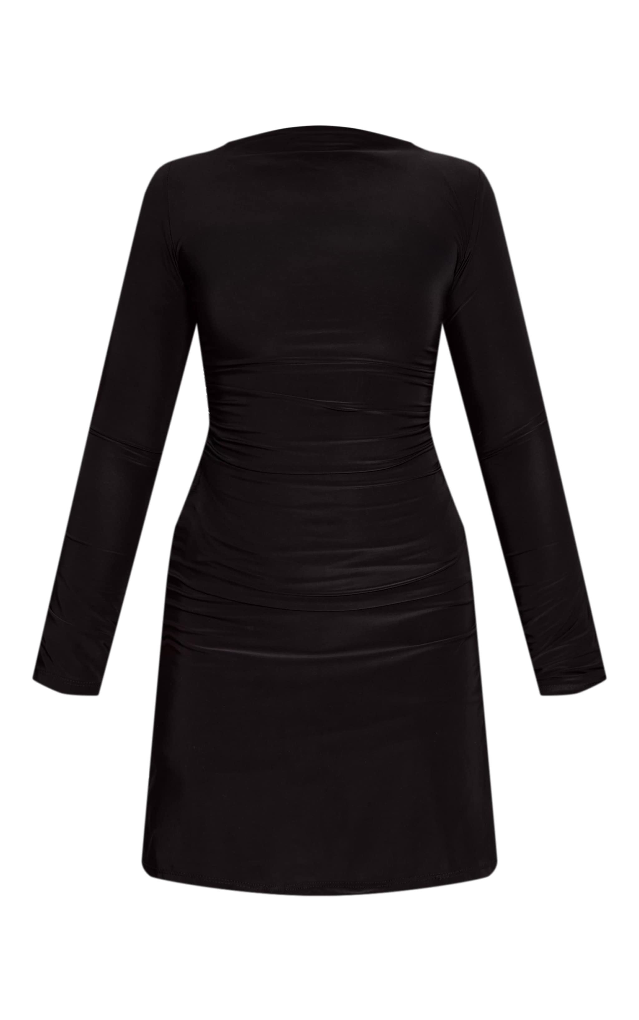 Petite Black Slinky Long Sleeve Mini Dress image 5