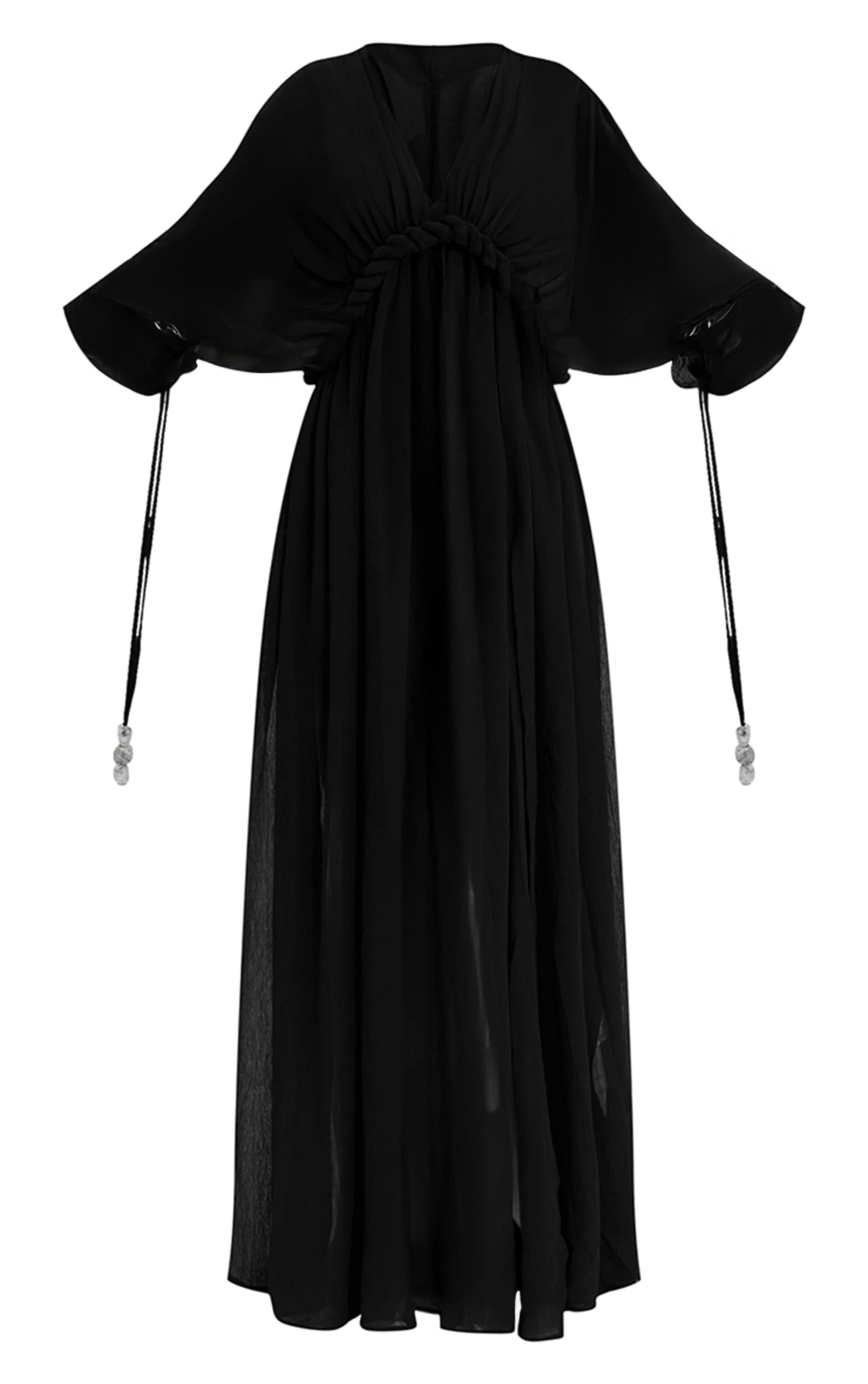 Robe de plage bohème en mousseline de soie texturée noire à détail torsadé image 5