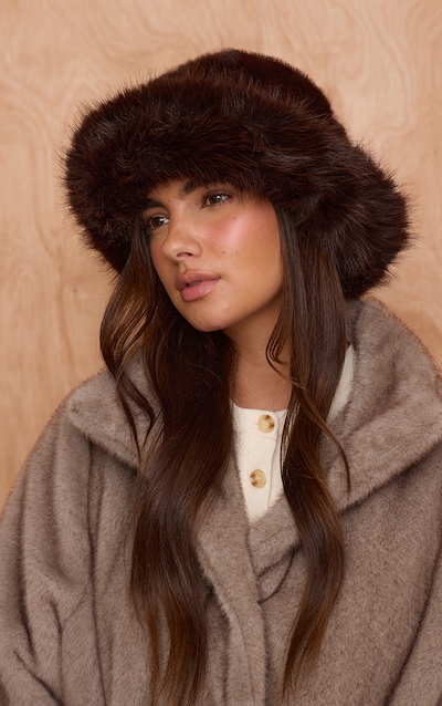 Brown Winter Faux Fur Hat