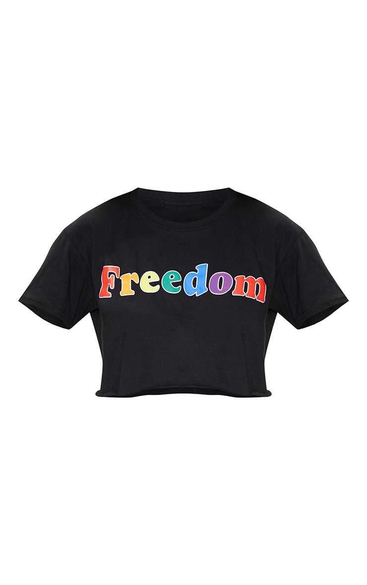 Black Freedom Crop Tee | Tops | PrettyLittleThing USA
