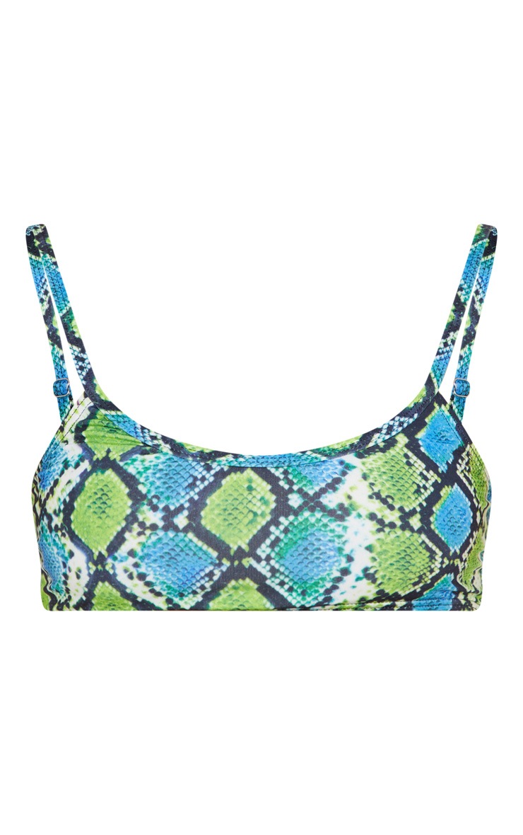 Green Snake Print Low Scoop Bikini Top PrettyLittleThing AUS
