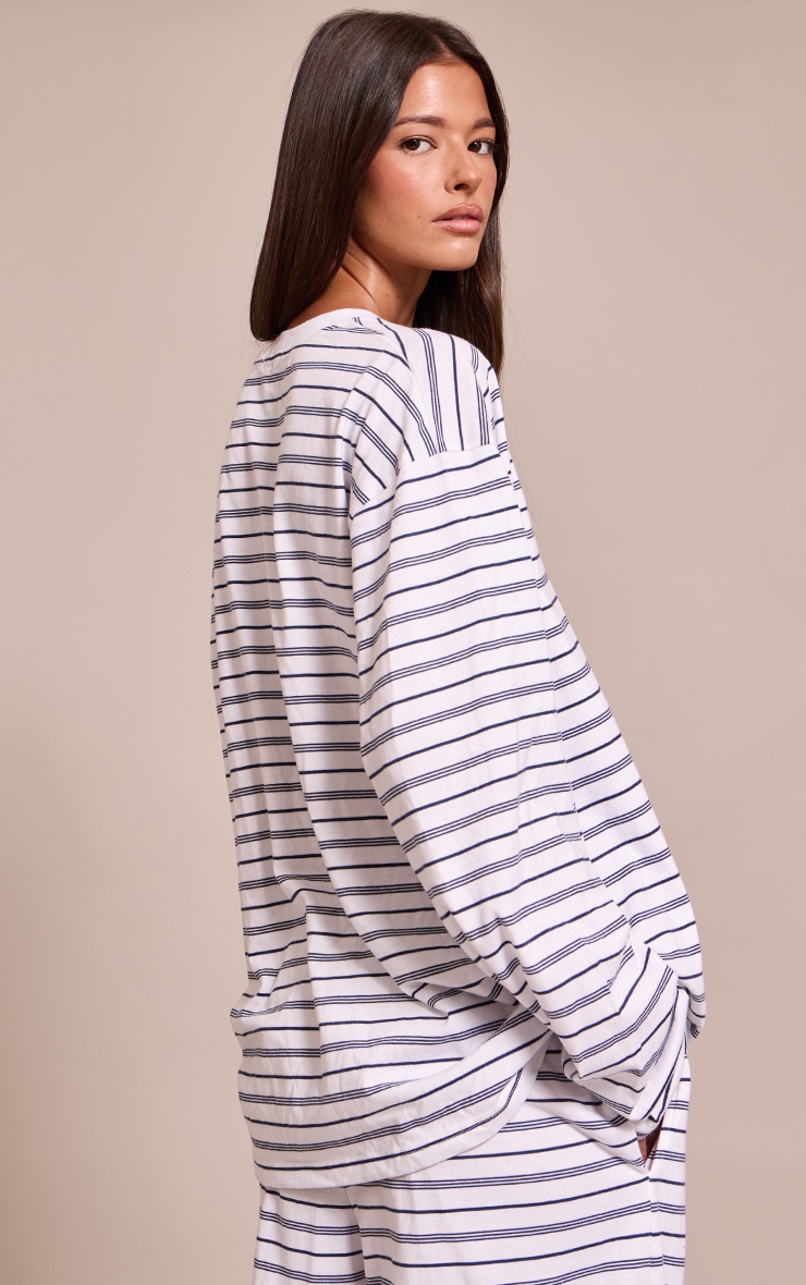 Navy Striped Long Sleeved Top image 2