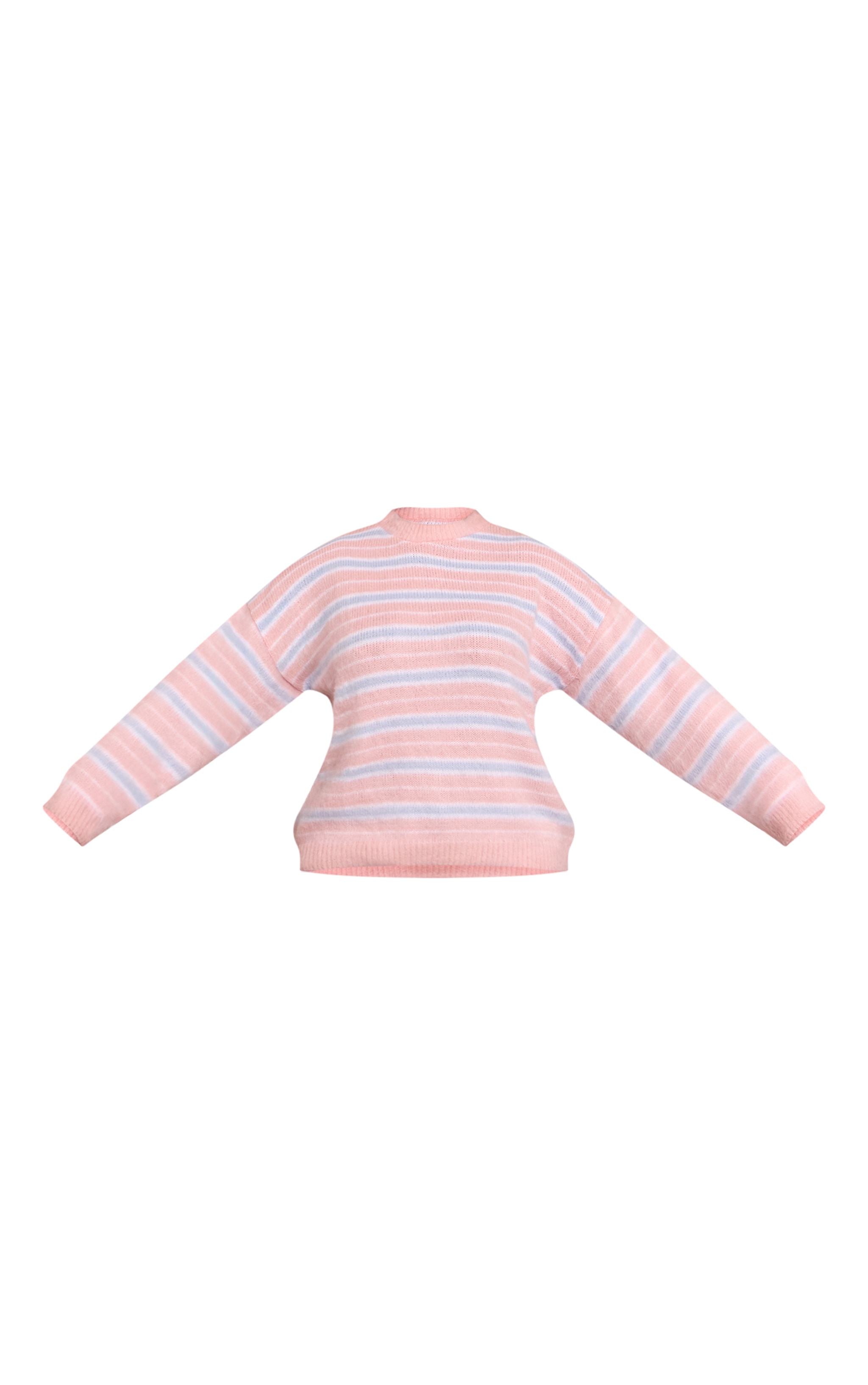 Plus Pink Striped Brushed Knit Jumper image 5