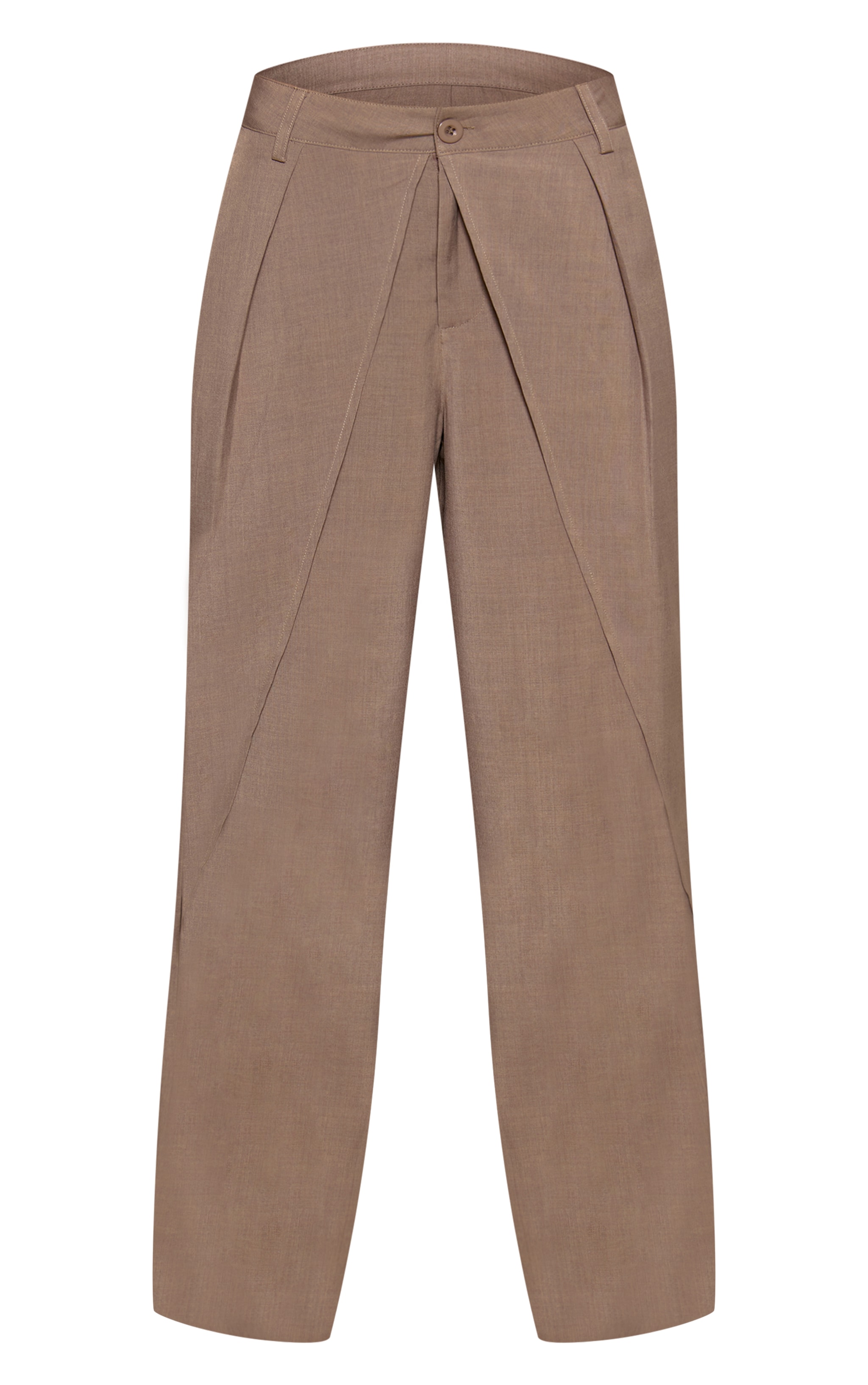 Khaki Woven Pleated Drape Panel Wide Leg Pants image 5