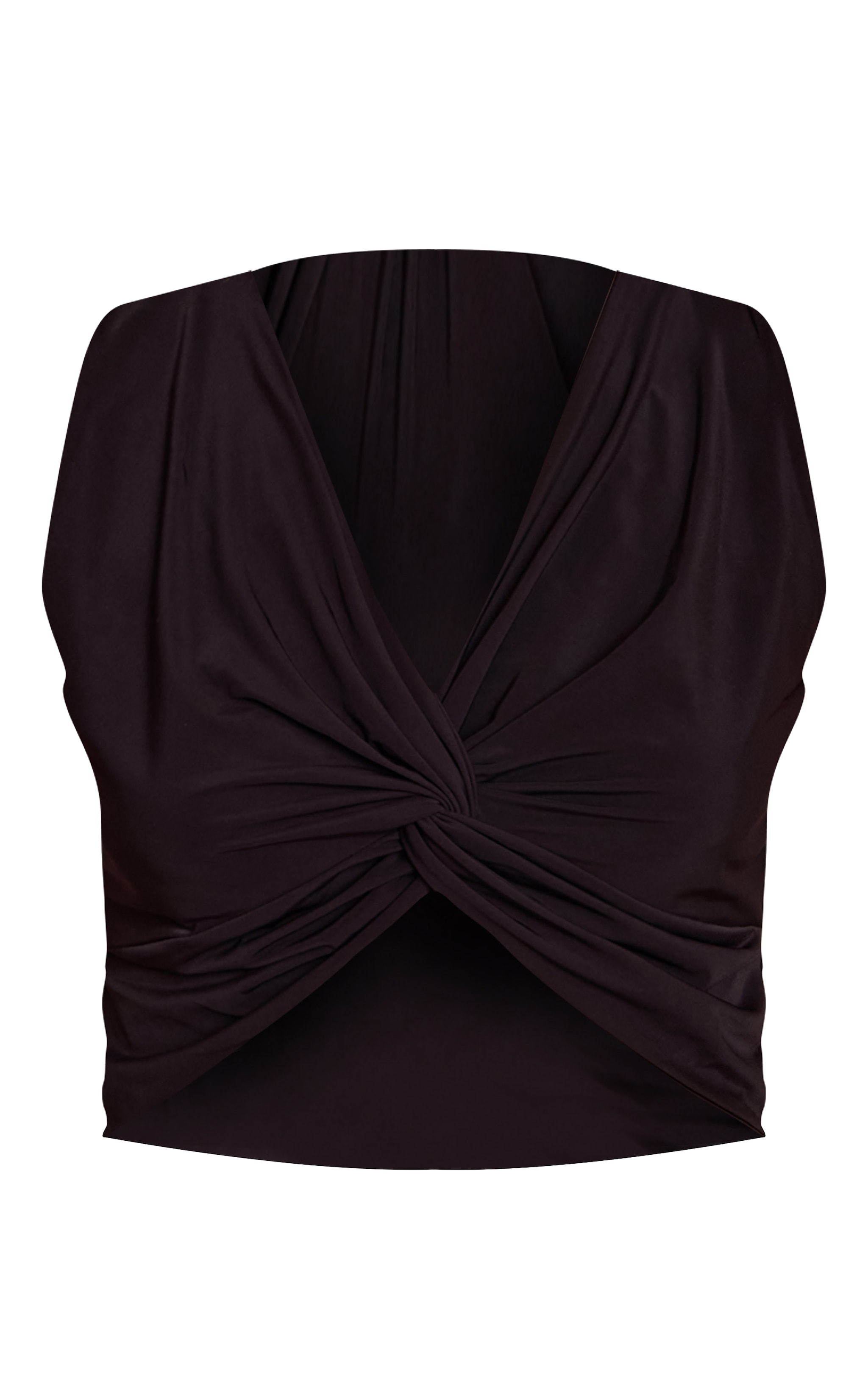 Black Double Layer Twist Detail Cami Top image 5