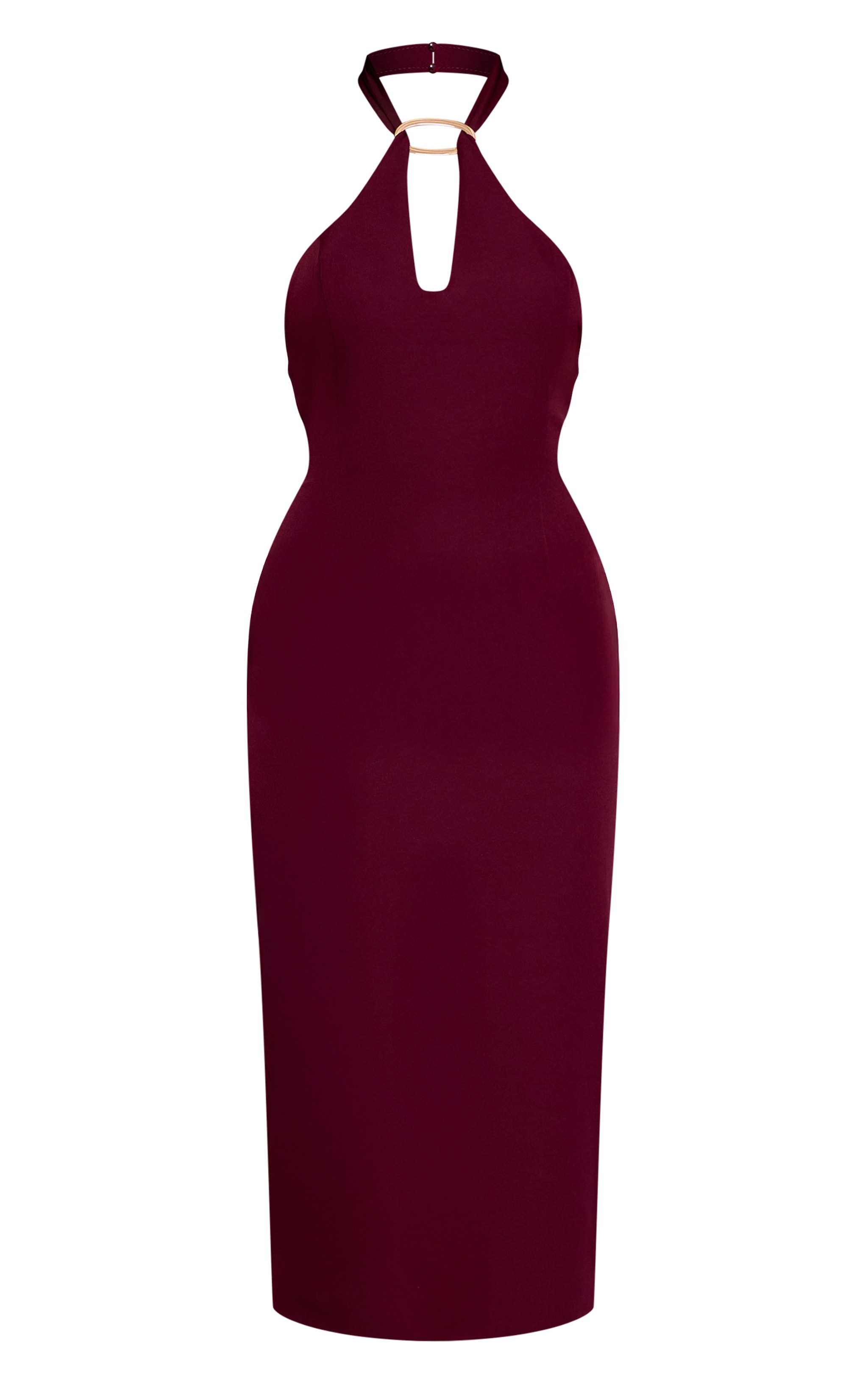 Plum Trim Detail Halterneck Midaxi Dress image 5