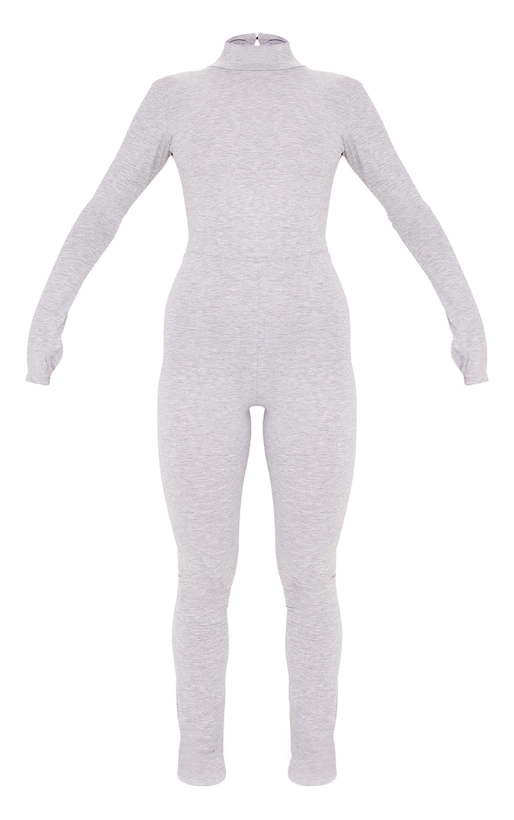 Grey Marl High Neck Thumbhole Jersey Jumpsuit image 2