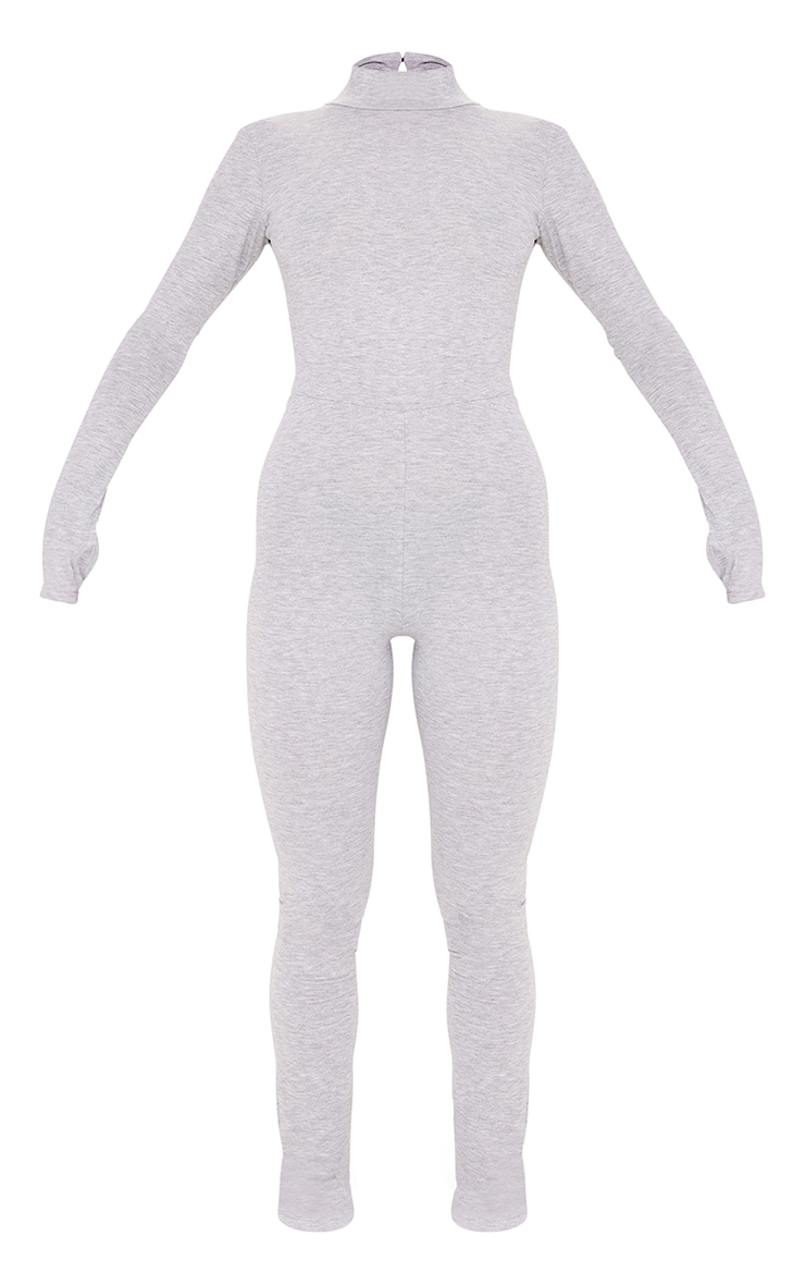 Grey Marl High Neck Thumbhole Jersey Jumpsuit image 5