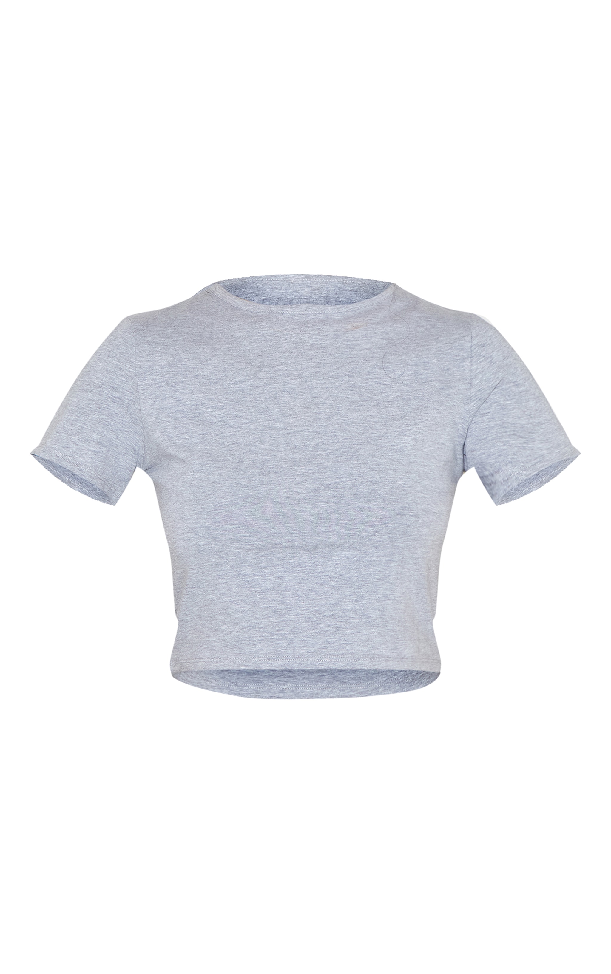 Grey Marl Cotton Crew Neck Cropped Short Sleeve T-shirt image 5
