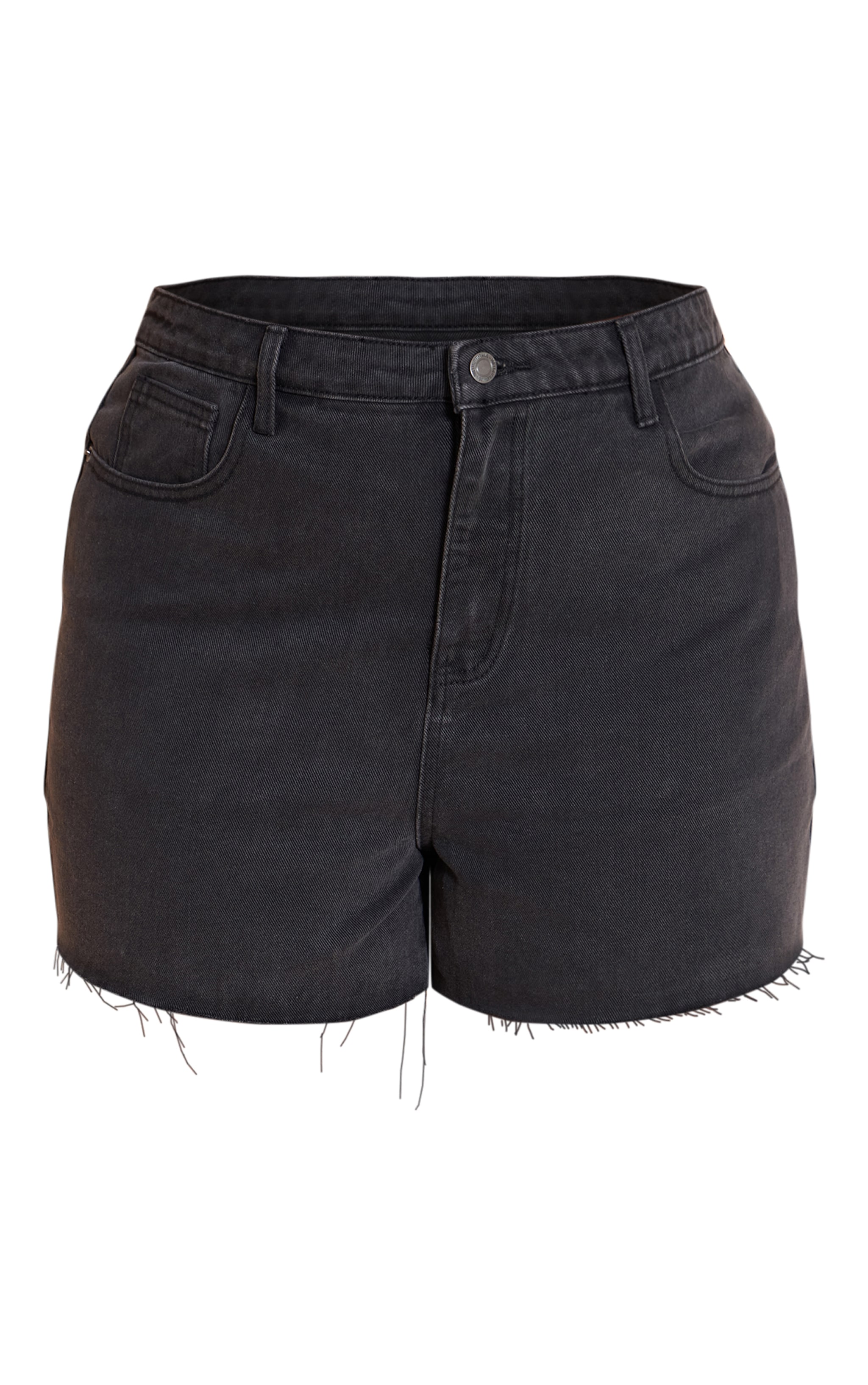 Plus Washed Black Raw Hem Denim Hotpant image 6