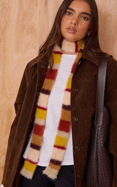 Rust Tonal Skinny Fluffy Scarf