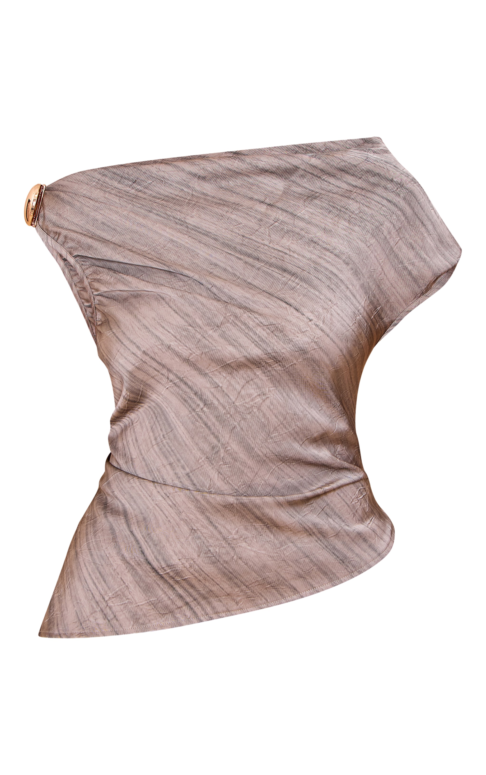 Grey Printed Satin Asymmetric Top image 5