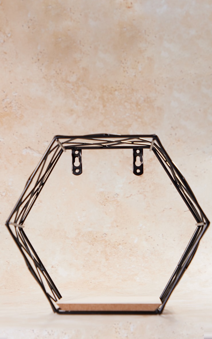 Storage Hexagon Iron Wall Rack Shelf Black PrettyLittleThing