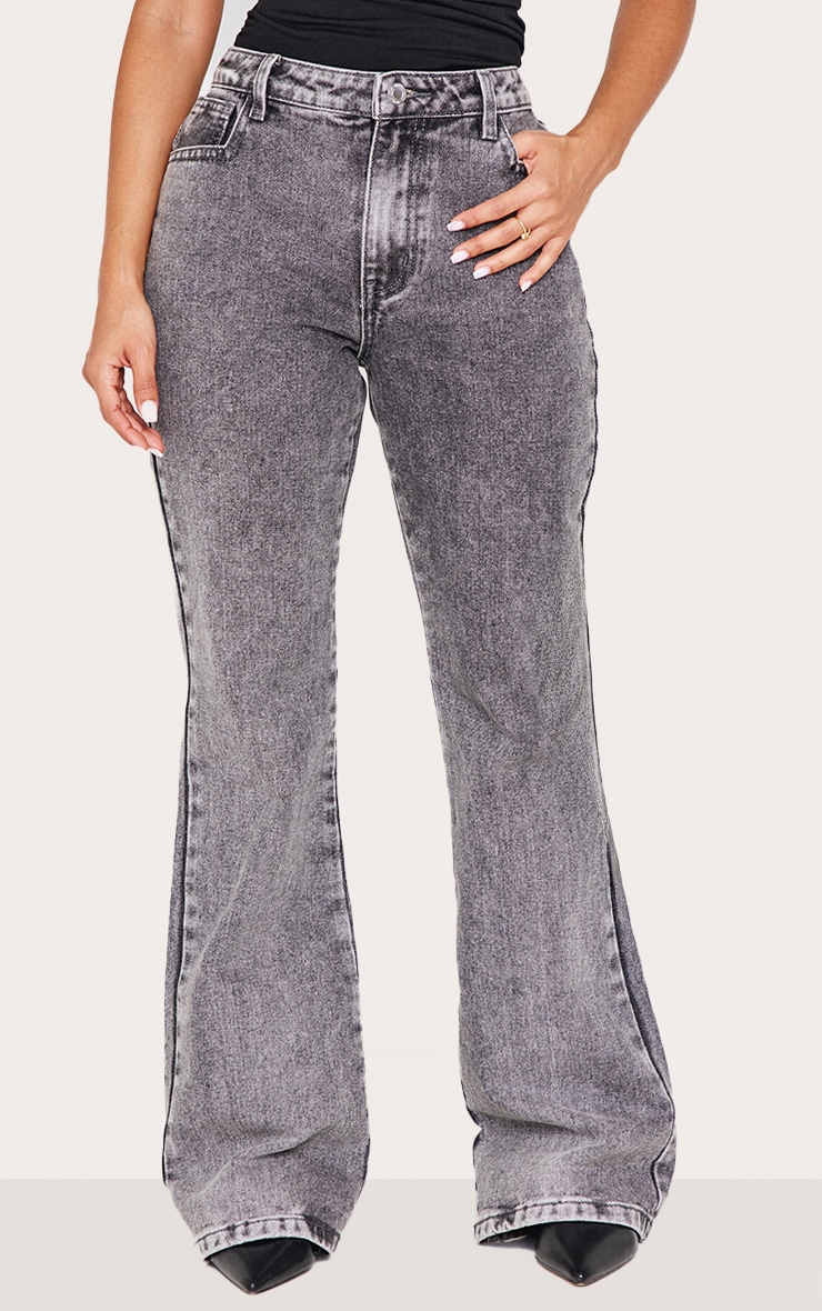 Petite Grey Slim Fit Flared Jeans image 2