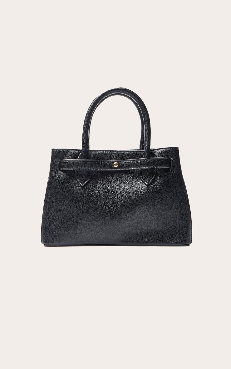 Black Buttery PU Gold Hardware Hand Bag image 2