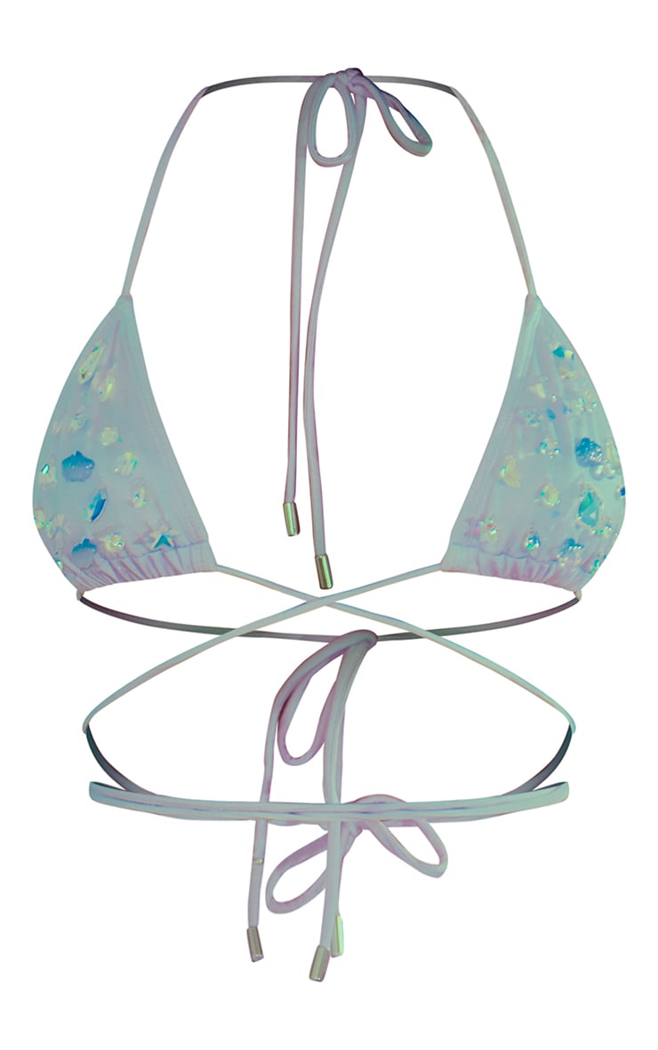 Lilac Diamante Tie Triangle Bikini Top image 5