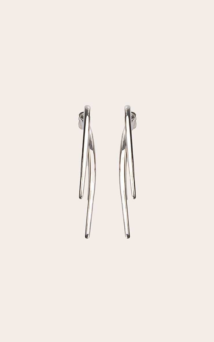 Silver Smooth Pointed Hoop Earrings